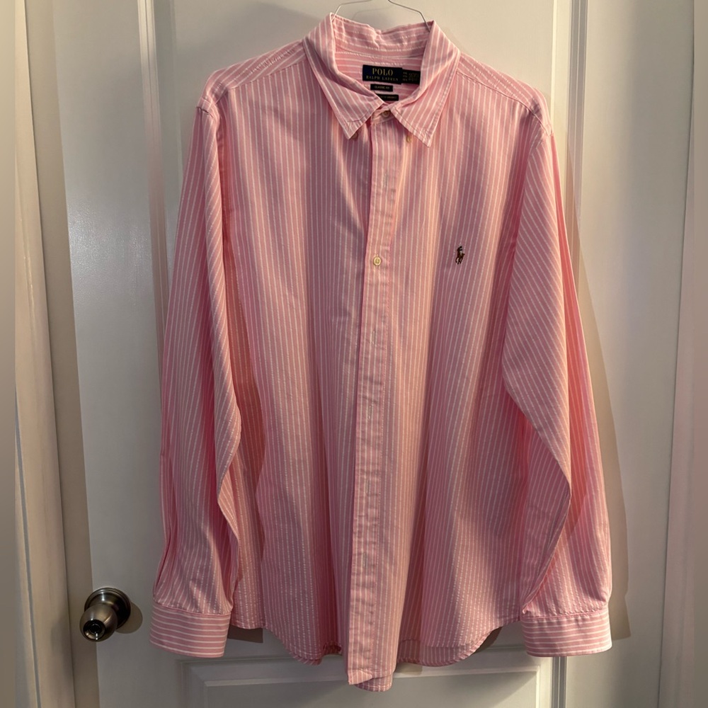 Polo by Ralph Lauren Pink Stripe Classic Button-Down Shirt Sz XXL
